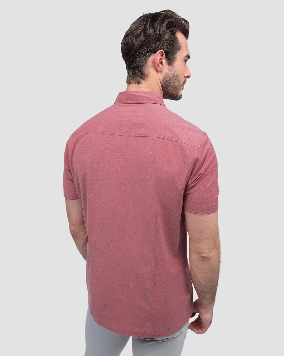 image:imageShort Sleeve Button Down Shirts for Men Slim Fit Stretch Casual S4XLSingle Nonbranded Mauve
