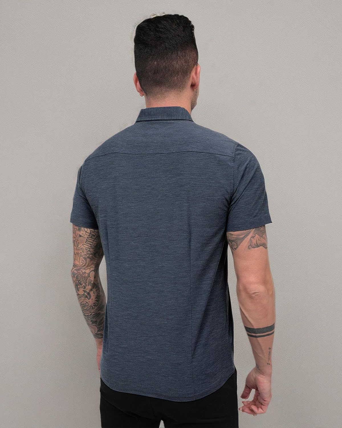 image:imageShort Sleeve Button Down Shirts for Men Slim Fit Stretch Casual S4XLSingle Nonbranded Navy