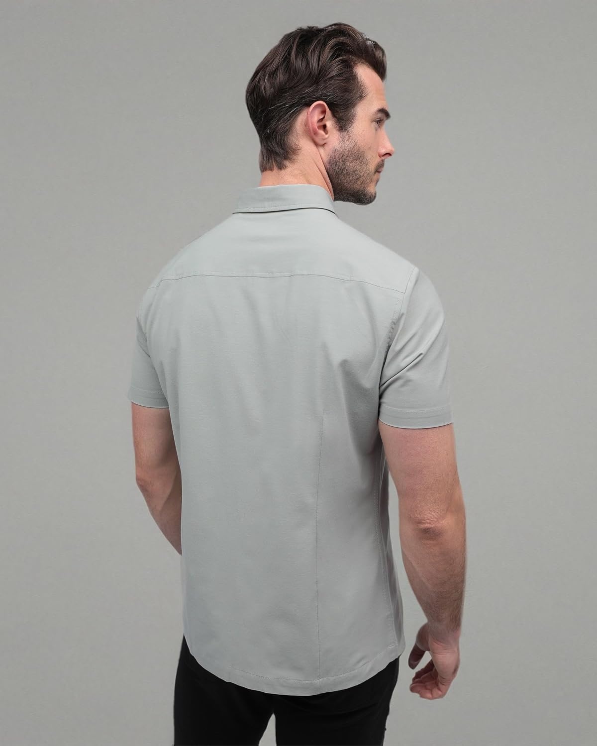 image:imageShort Sleeve Button Down Shirts for Men Slim Fit Stretch Casual S4XLSingle Nonbranded Sage