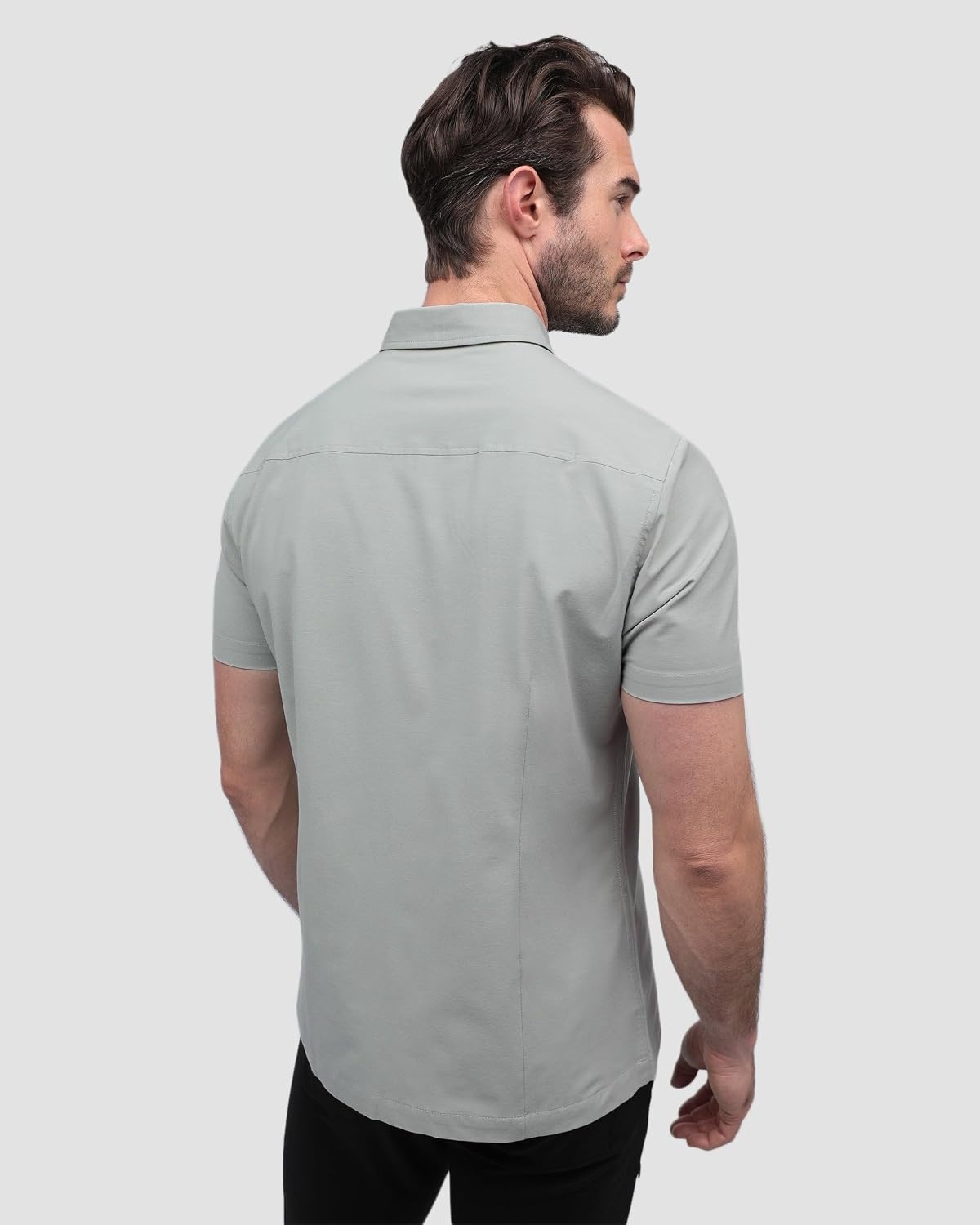 image:imageShort Sleeve Button Down Shirts for Men Slim Fit Stretch Casual S4XLSingle Nonbranded Sage