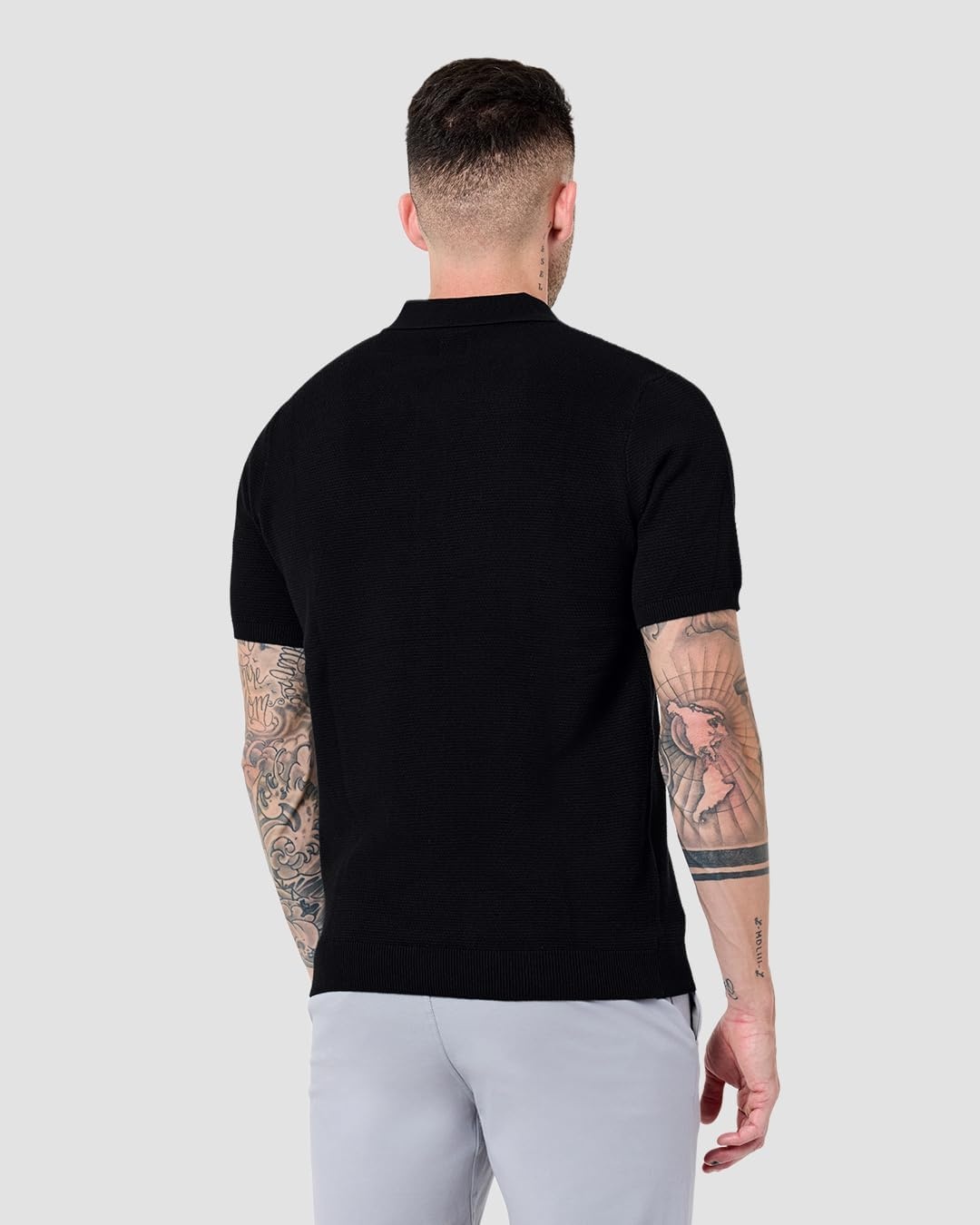 image:imageVista Sweater Polo for Men Short Sleeve Knit Polo Shirt Textured S4XLBlack