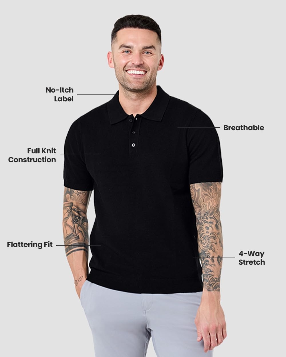 image:imageVista Sweater Polo for Men Short Sleeve Knit Polo Shirt Textured S4XLBlack