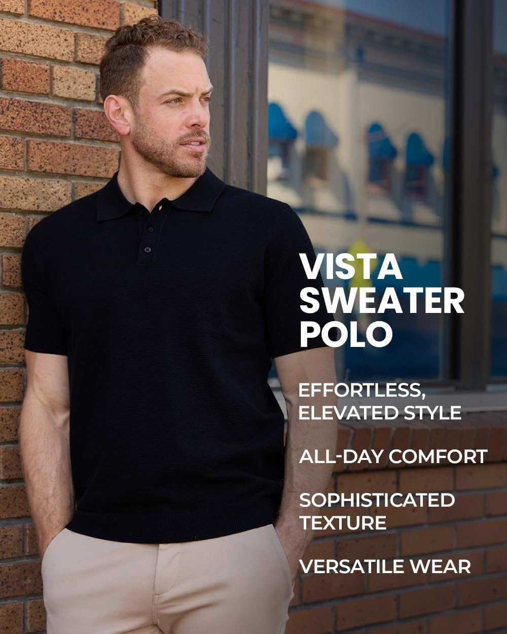 image:imageVista Sweater Polo for Men Short Sleeve Knit Polo Shirt Textured S4XLBlack