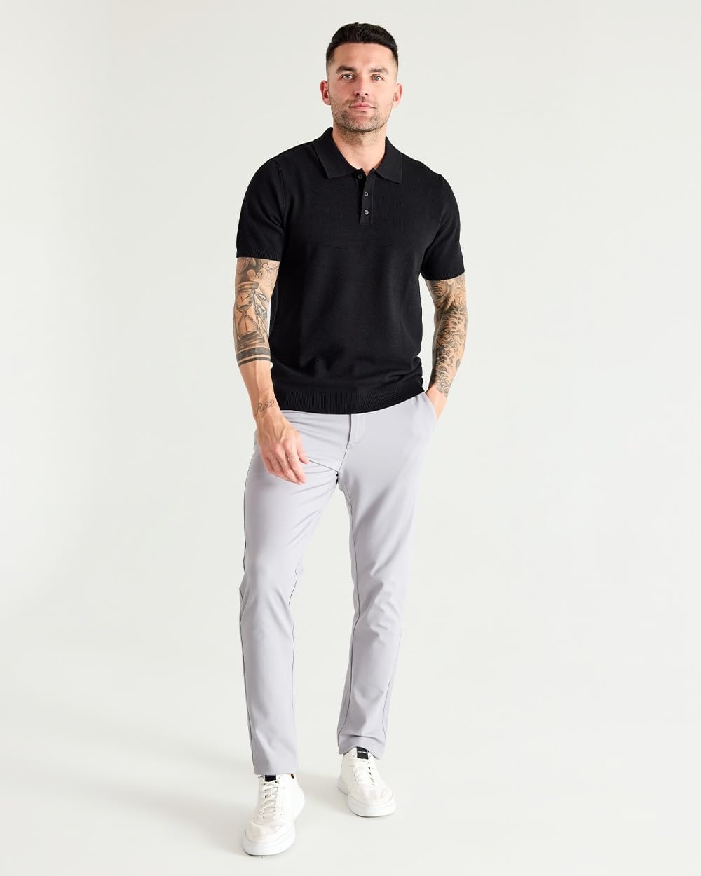 image:imageVista Sweater Polo for Men Short Sleeve Knit Polo Shirt Textured S4XLBlack
