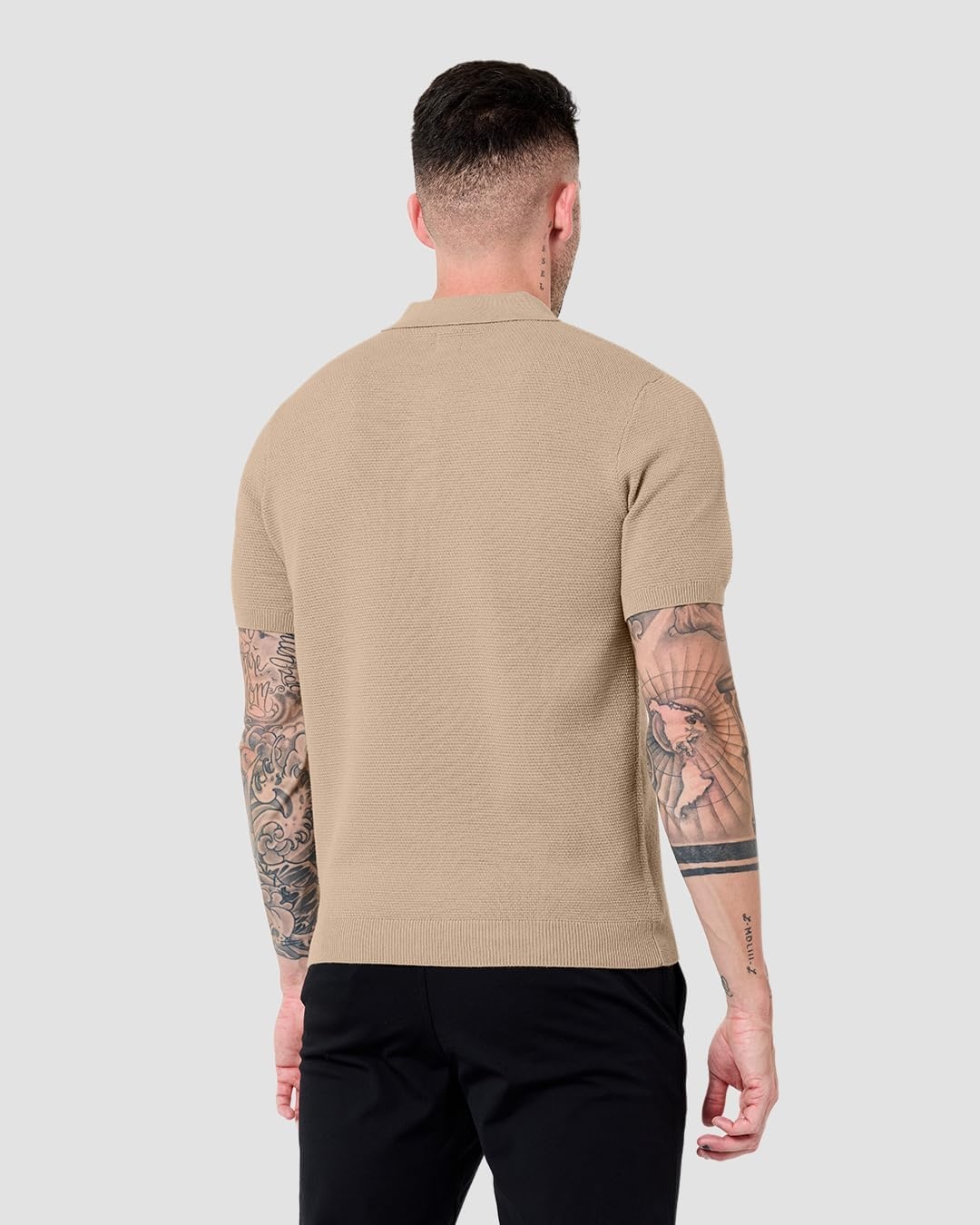image:imageVista Sweater Polo for Men Short Sleeve Knit Polo Shirt Textured S4XLCream