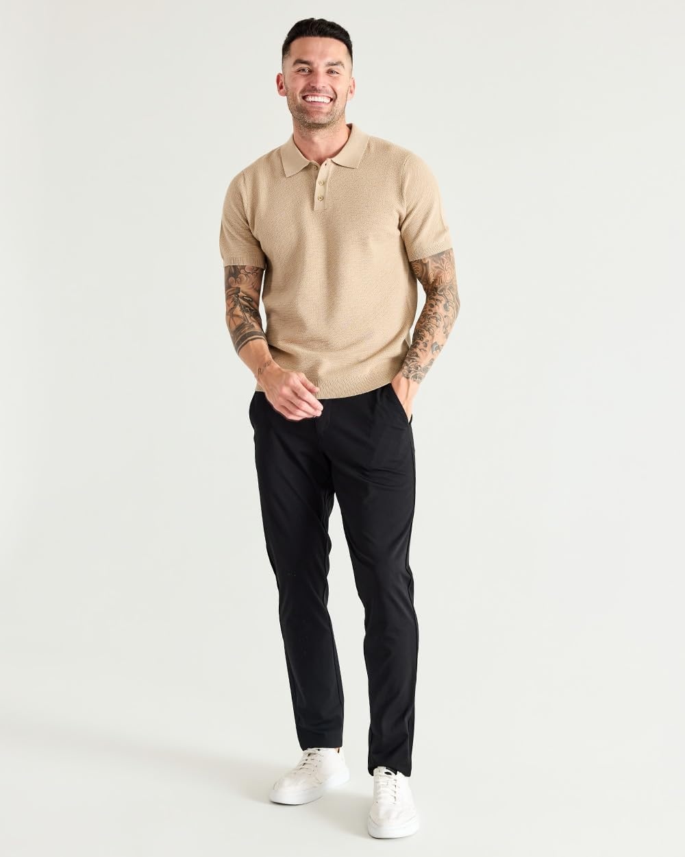 image:imageVista Sweater Polo for Men Short Sleeve Knit Polo Shirt Textured S4XLCream