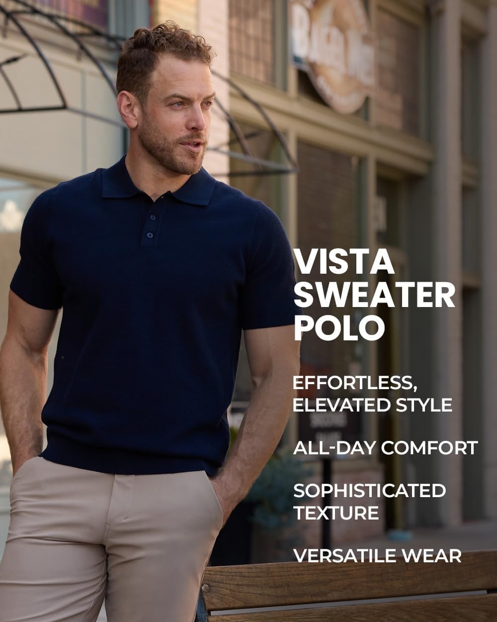 image:imageVista Sweater Polo for Men Short Sleeve Knit Polo Shirt Textured S4XLNavy