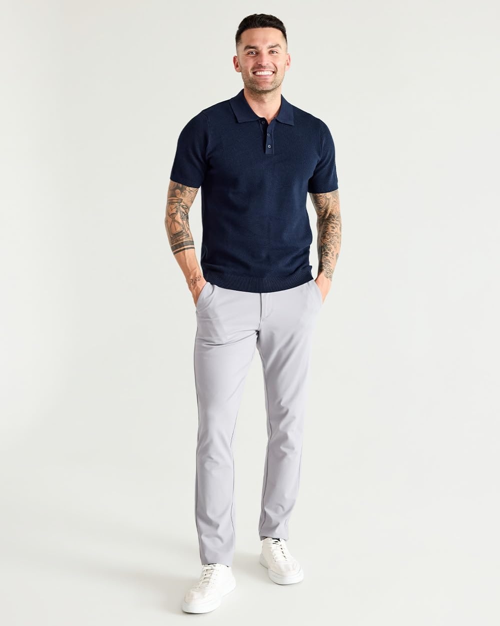 image:imageVista Sweater Polo for Men Short Sleeve Knit Polo Shirt Textured S4XLNavy