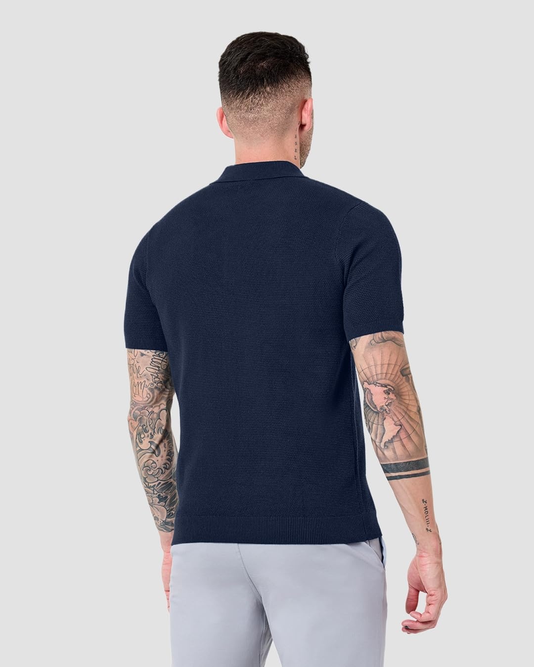image:imageVista Sweater Polo for Men Short Sleeve Knit Polo Shirt Textured S4XLNavy