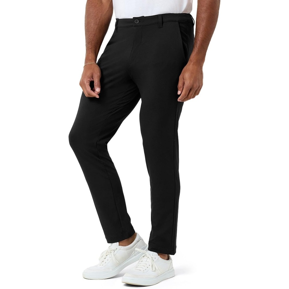 image:imageCasual Pants for Men Slim Fit Stretch Chino Tech Travel Pants TaperedBlack