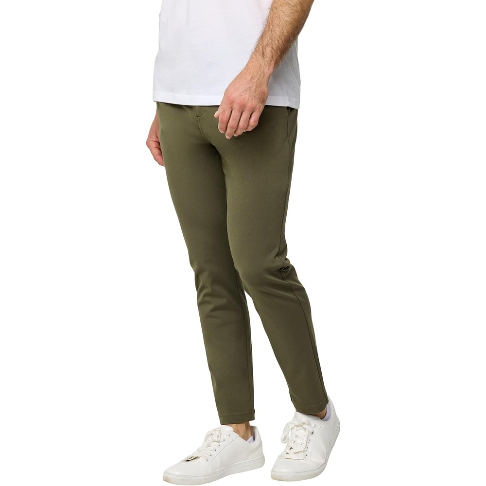 image:imageCasual Pants for Men Slim Fit Stretch Chino Tech Travel Pants TaperedDark Olive