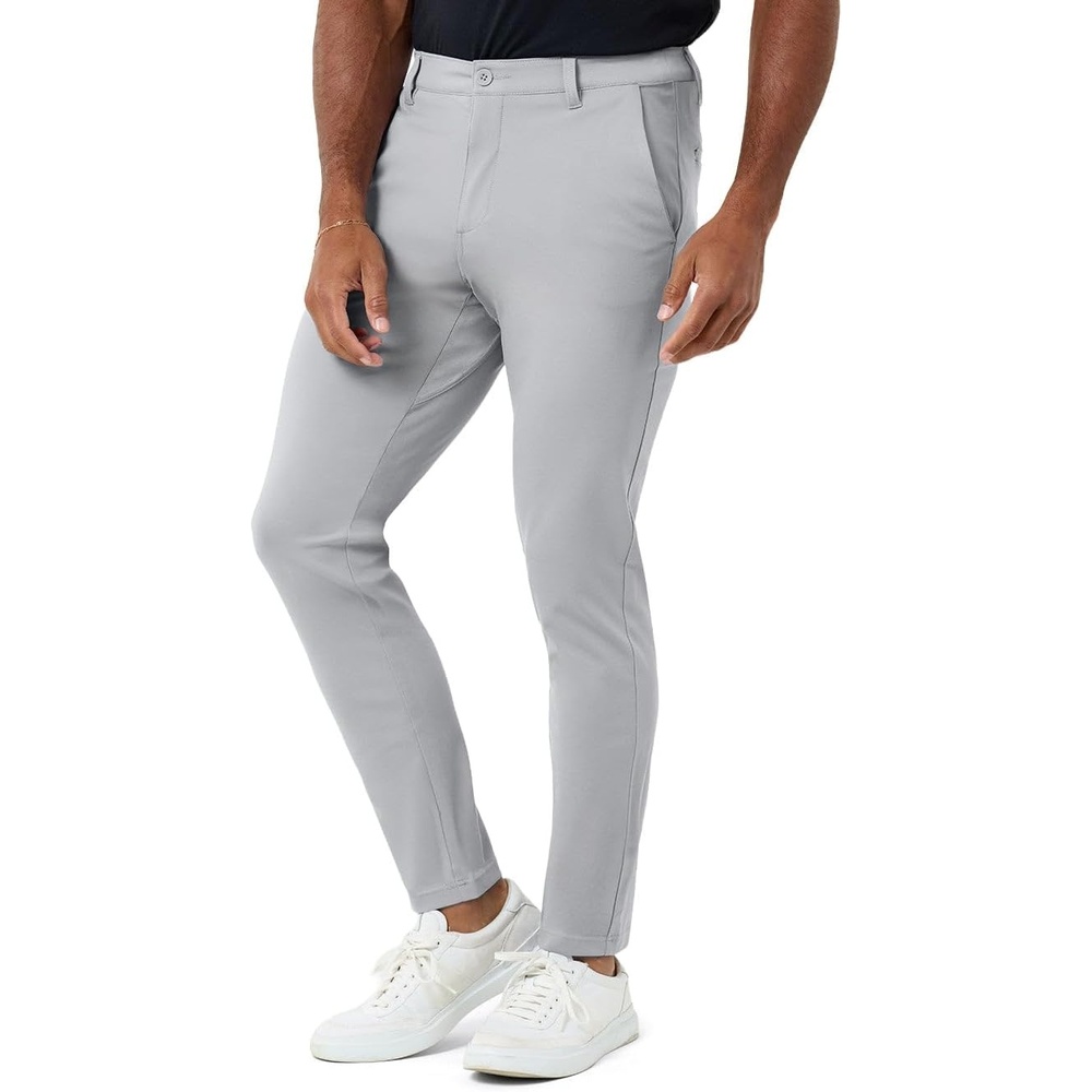 image:imageCasual Pants for Men Slim Fit Stretch Chino Tech Travel Pants TaperedLight Grey