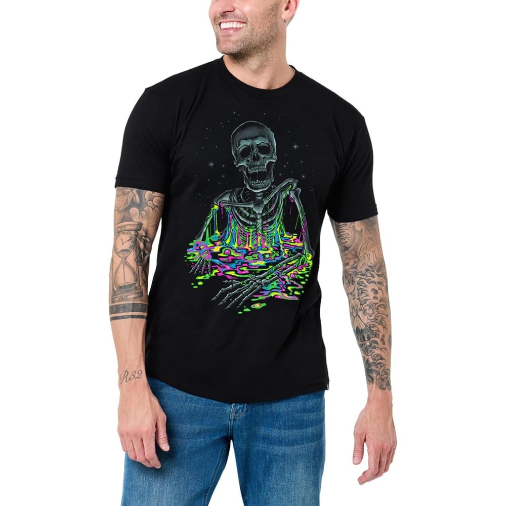 image:imageGraphic Tees for Men Cool Art Short Sleeve TShirts Soft Slim Fit S4XLAcid Bones Glowinthedark