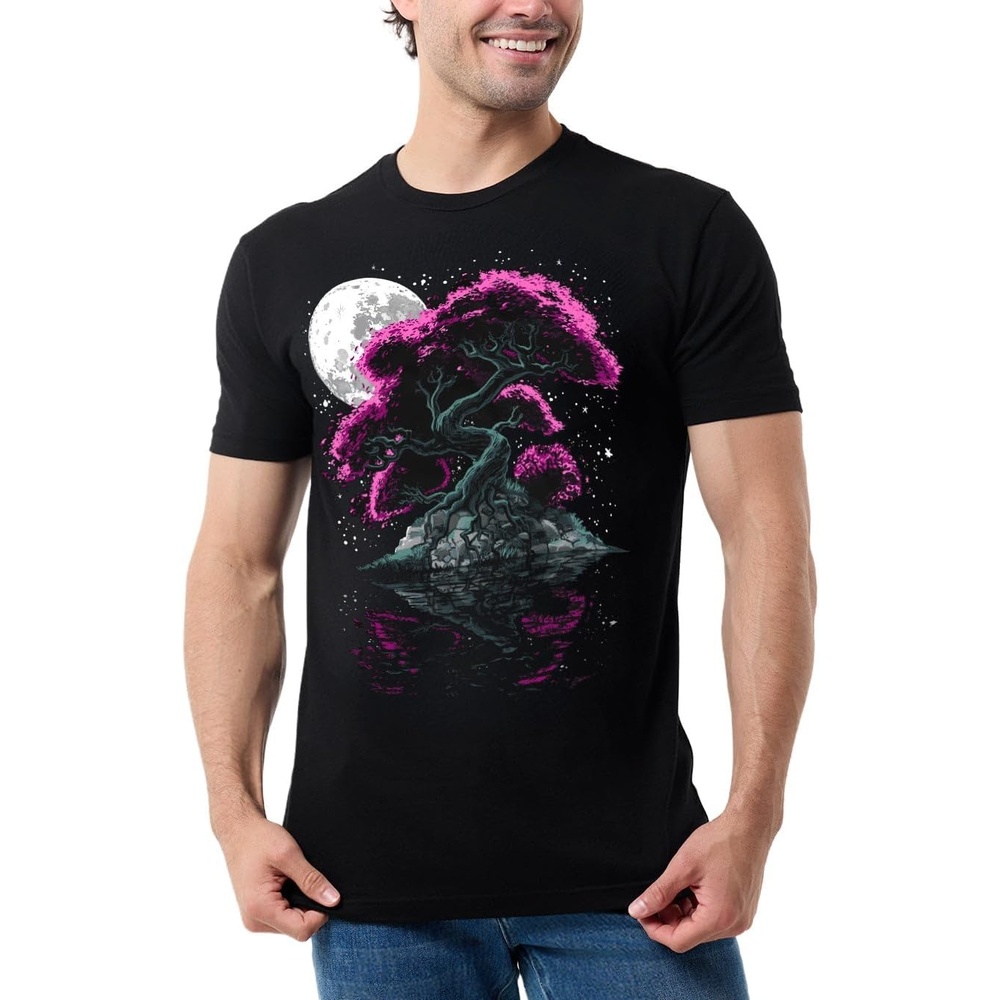 image:imageGraphic Tees for Men Cool Art Short Sleeve TShirts Soft Slim Fit S4XLMidnight Bloom