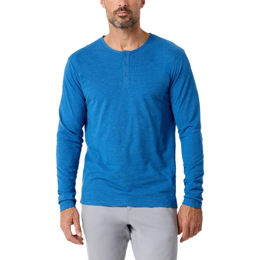 image:imageHenley Shirts for Men Long Sleeve Casual 3 Button Soft Cotton S4XLCool Blue Nologo