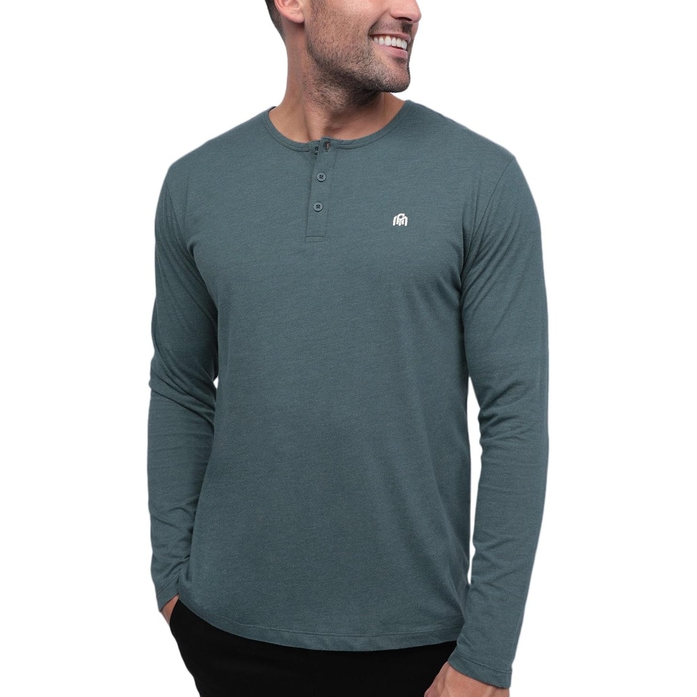 image:imageHenley Shirts for Men Long Sleeve Casual 3 Button Soft Cotton S4XLIndigo Logo