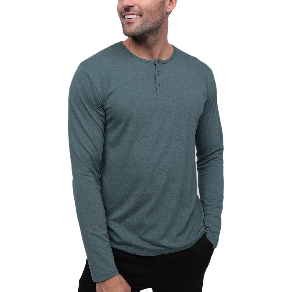 image:imageHenley Shirts for Men Long Sleeve Casual 3 Button Soft Cotton S4XLIndigo Nologo