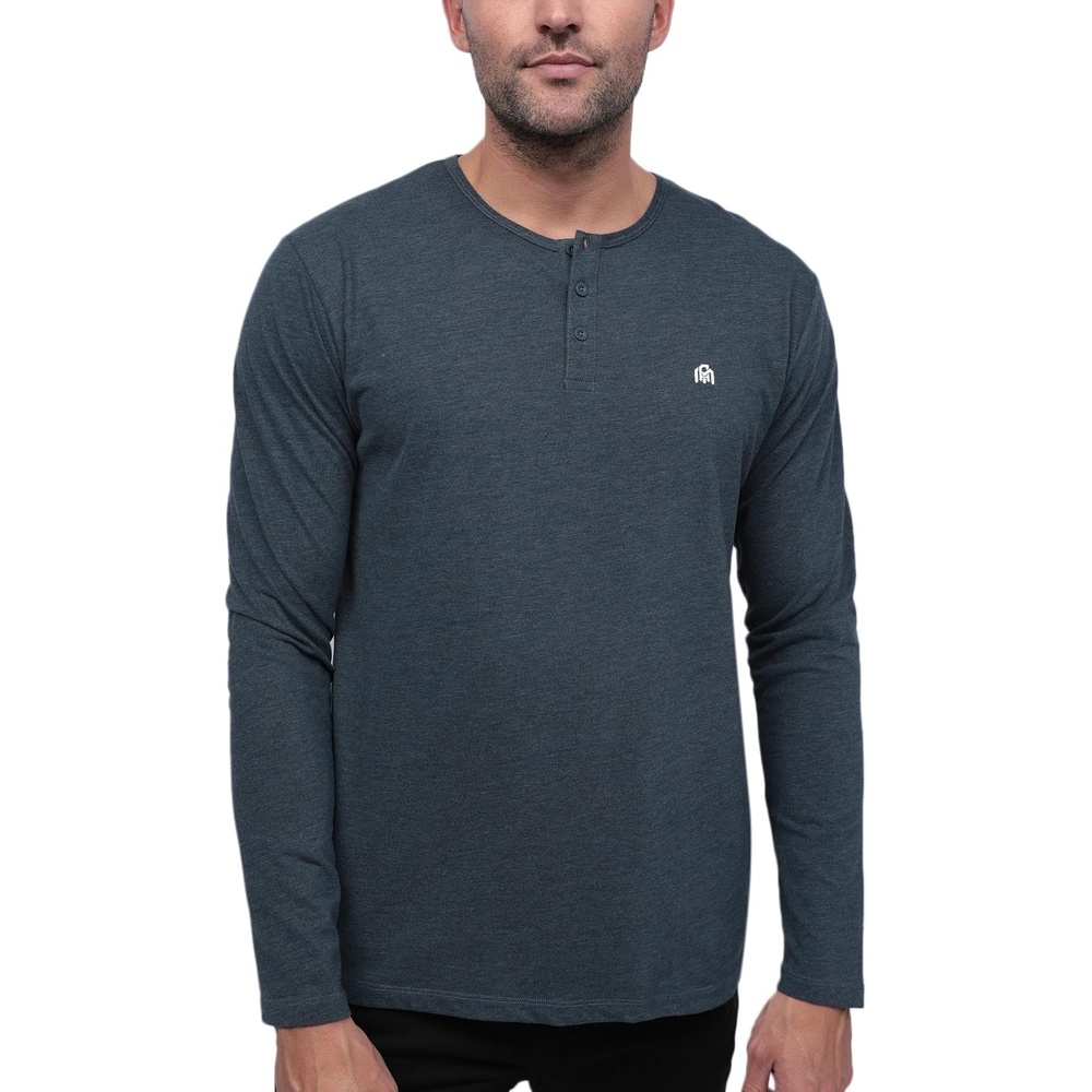 image:imageHenley Shirts for Men Long Sleeve Casual 3 Button Soft Cotton S4XLNavy Logo