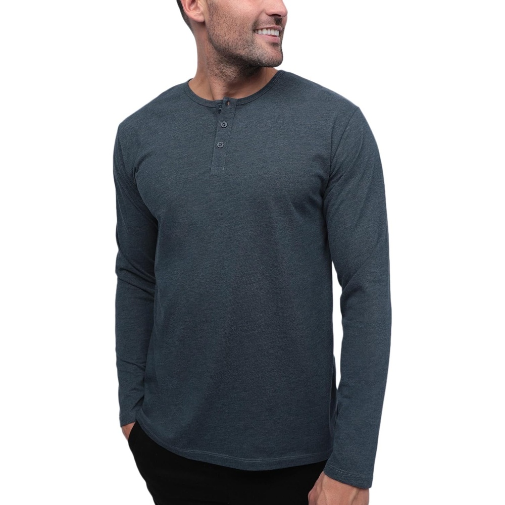 image:imageHenley Shirts for Men Long Sleeve Casual 3 Button Soft Cotton S4XLNavy Nologo