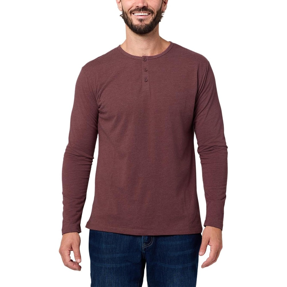 image:imageHenley Shirts for Men Long Sleeve Casual 3 Button Soft Cotton S4XLNonbranded Maroon