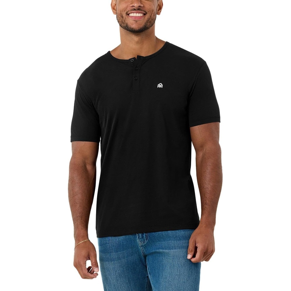 image:imageHenley Shirts for Men Short Sleeve Casual Fitted 3 Button Crew S4XLBlack Logo
