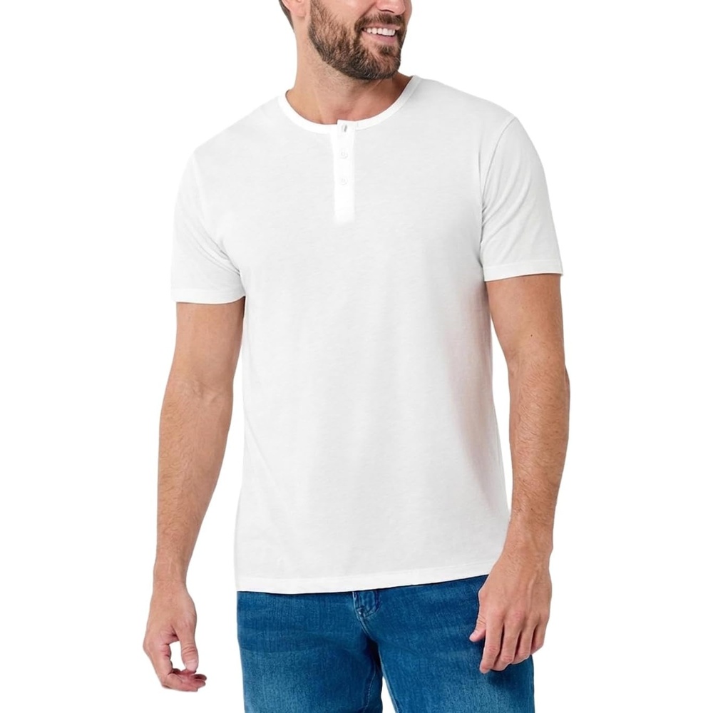 image:imageHenley Shirts for Men Short Sleeve Casual Fitted 3 Button Crew S4XLWhite Nologo