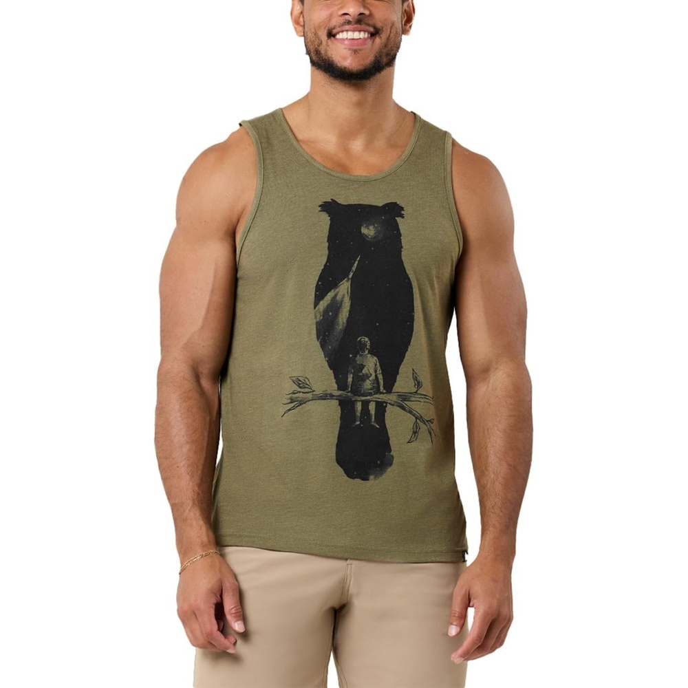 image:imageINTO THE AM Graphic Tank Tops for Men Cool Summer Beach Muscle Tanks S2XLDreamer  Olive Green