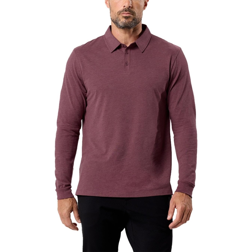 image:imageLong Sleeve Polo Shirts for Men Slim Fit Collared Soft Cotton S4XLNonbranded Maroon