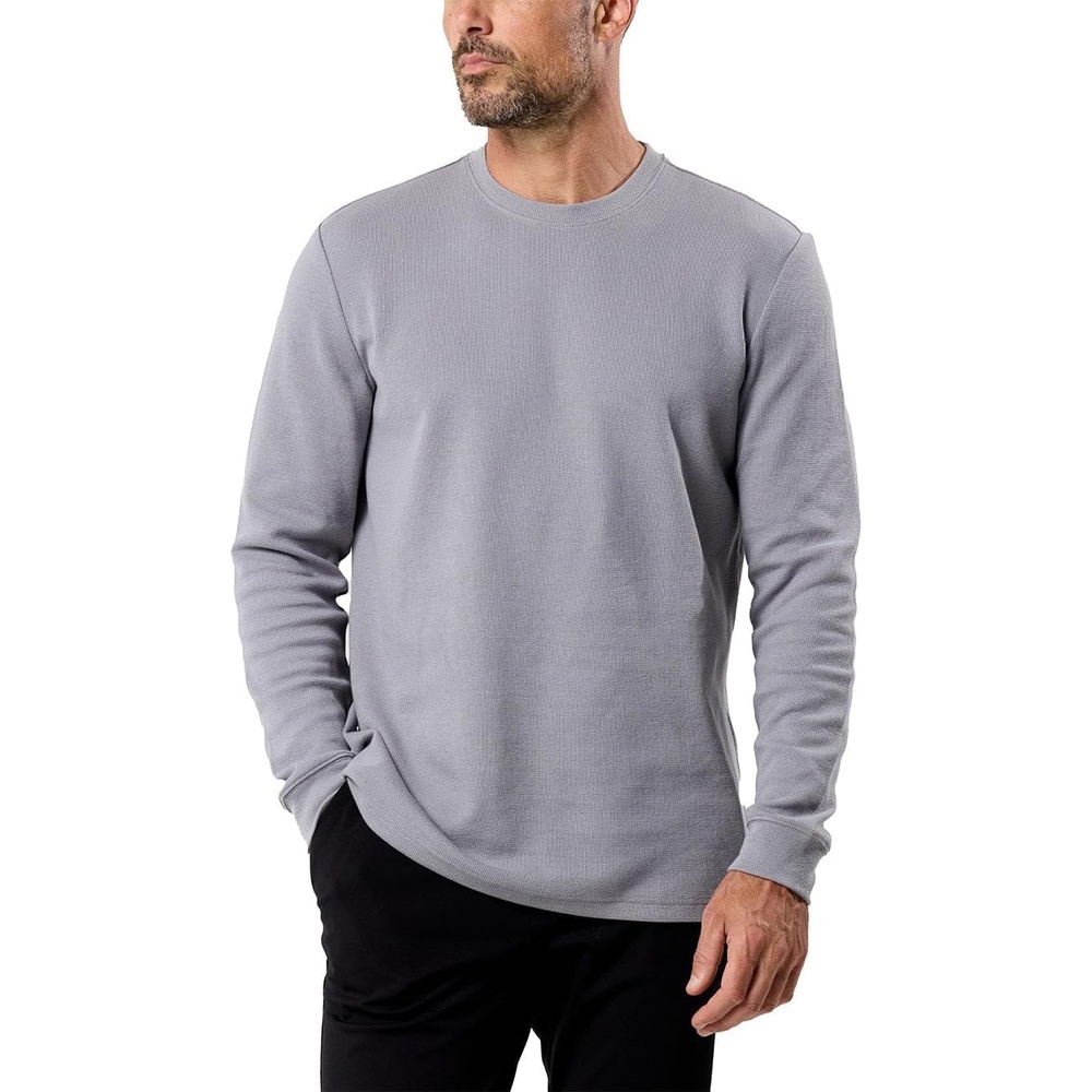 image:imageLong Sleeve Waffle Knit Crew by INTO THE AMGrey