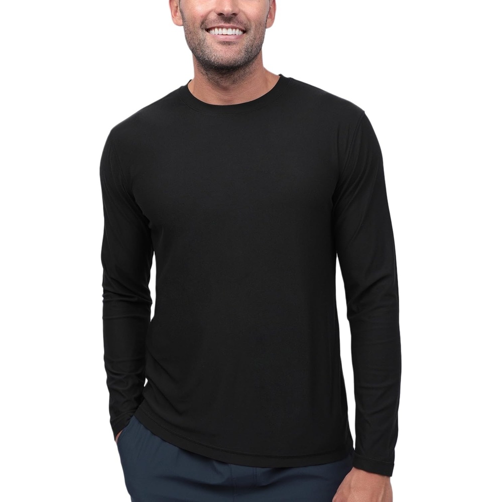 image:imageLong Sleeve Workout Shirts for Men Dri Fit Quick Dry Gym Tees S4XLBlack  Nologo