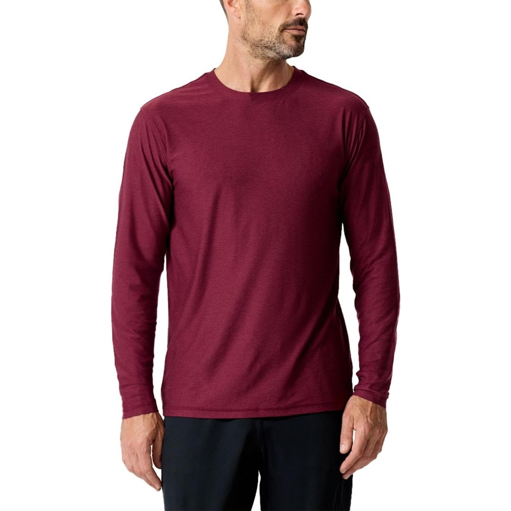 image:imageLong Sleeve Workout Shirts for Men Dri Fit Quick Dry Gym Tees S4XLDark Maroon Nologo