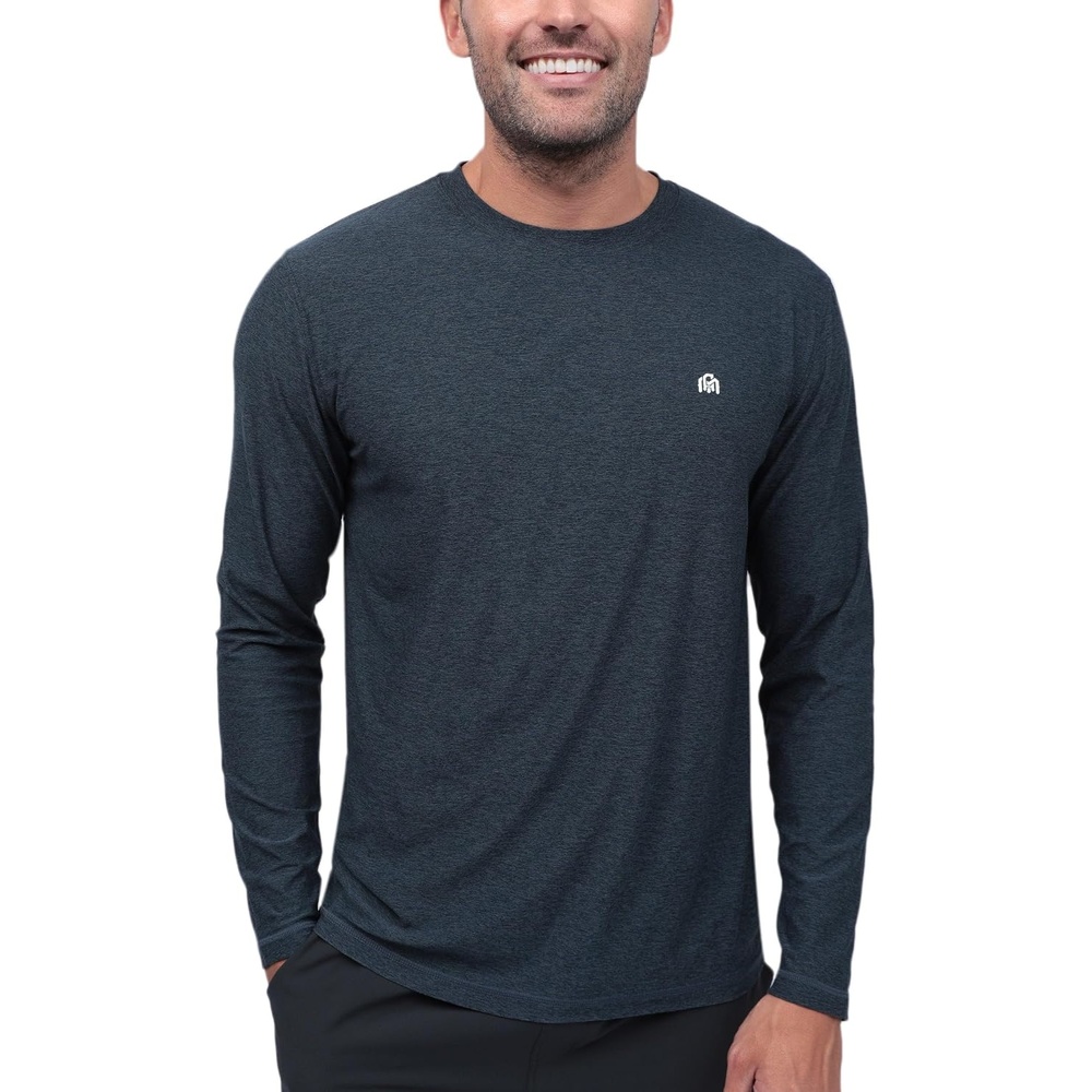 image:imageLong Sleeve Workout Shirts for Men Dri Fit Quick Dry Gym Tees S4XLNavy  Logo