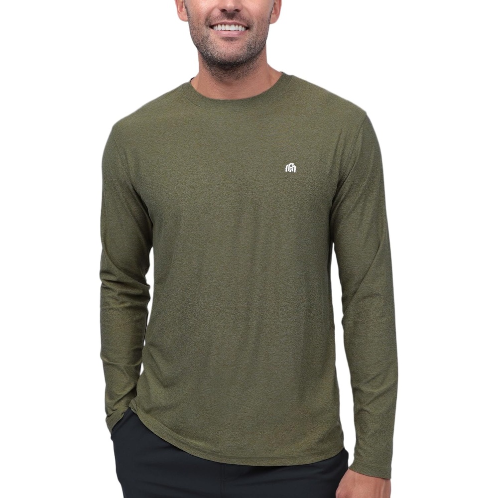 image:imageLong Sleeve Workout Shirts for Men Dri Fit Quick Dry Gym Tees S4XLOlive Green Logo