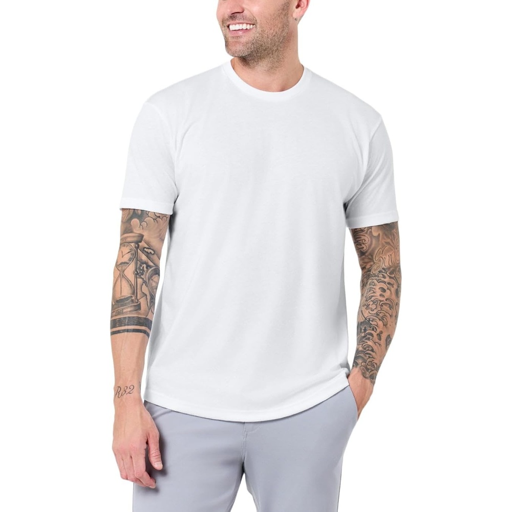 image:imageMens Curved Hem T Shirts Drop Cut Modern Fit Soft Cotton Casual S4XLWhite