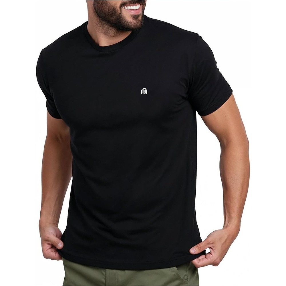 image:imageMens T Shirts Soft Cotton Crew Neck Athletic Fit Casual Tees S4XLBlack