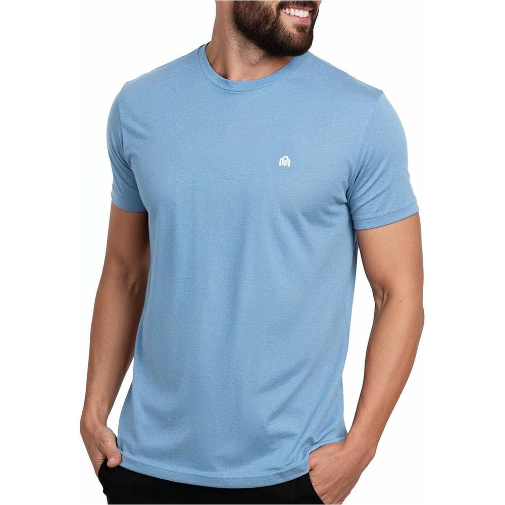 image:imageMens T Shirts Soft Cotton Crew Neck Athletic Fit Casual Tees S4XLColumbia Blue Heather