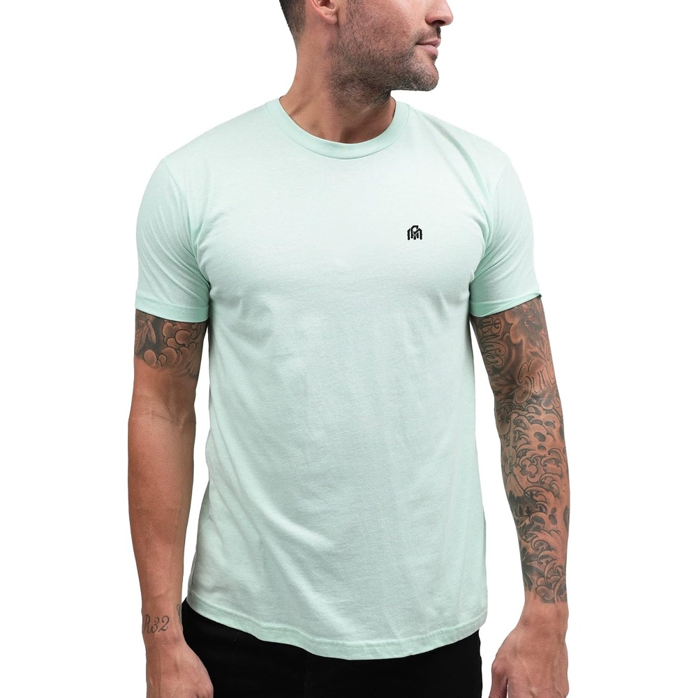 image:imageMens T Shirts Soft Cotton Crew Neck Athletic Fit Casual Tees S4XLMint Heather
