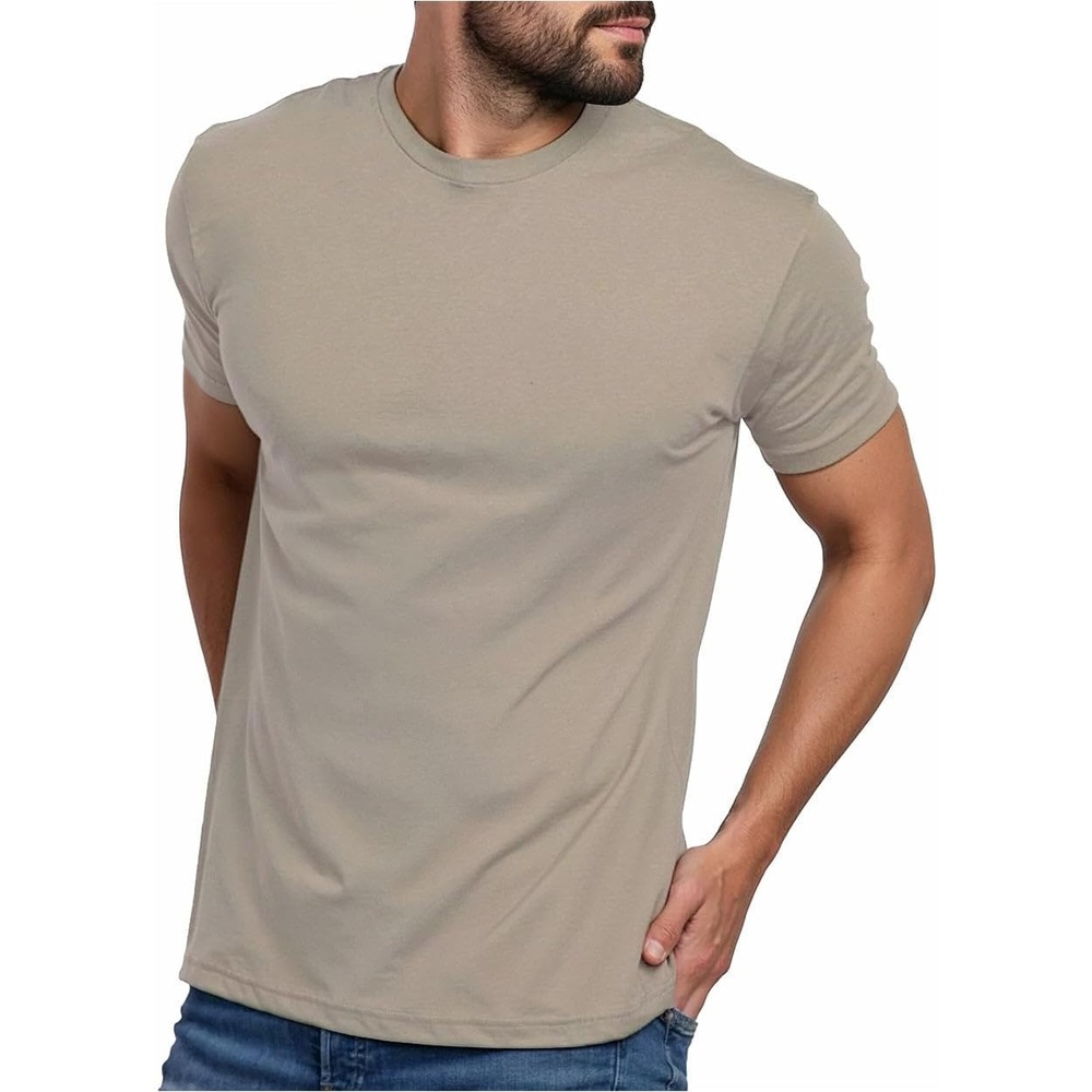 image:imageMens T Shirts Soft Cotton Crew Neck Athletic Fit Casual Tees S4XLTan Heather
