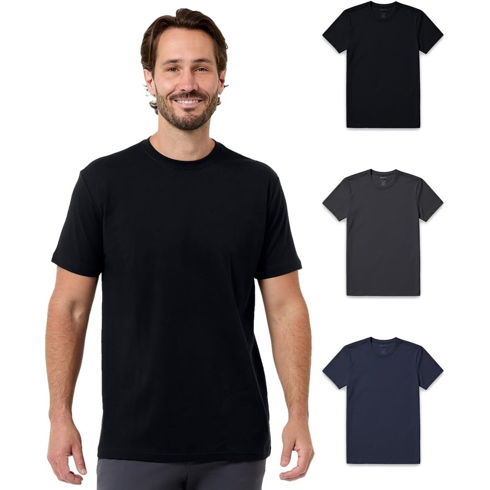 image:imagePima Cotton T Shirts for Men Luxury Soft Crew Tee S4XLBlackCharcoalNavy