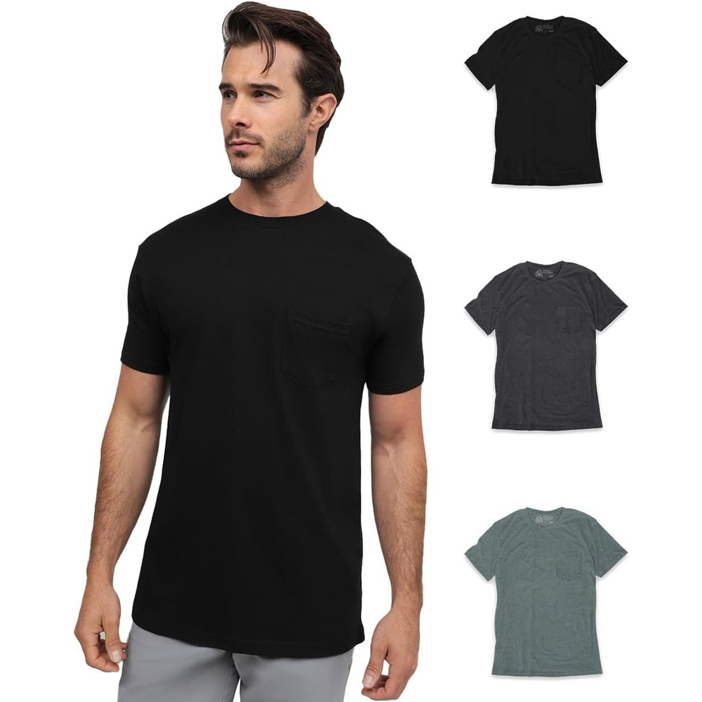 image:imagePocket T Shirts for Men Soft Cotton Crew Neck Fitted Casual Tees S4XLBlackCharcoalIndigo Nologo
