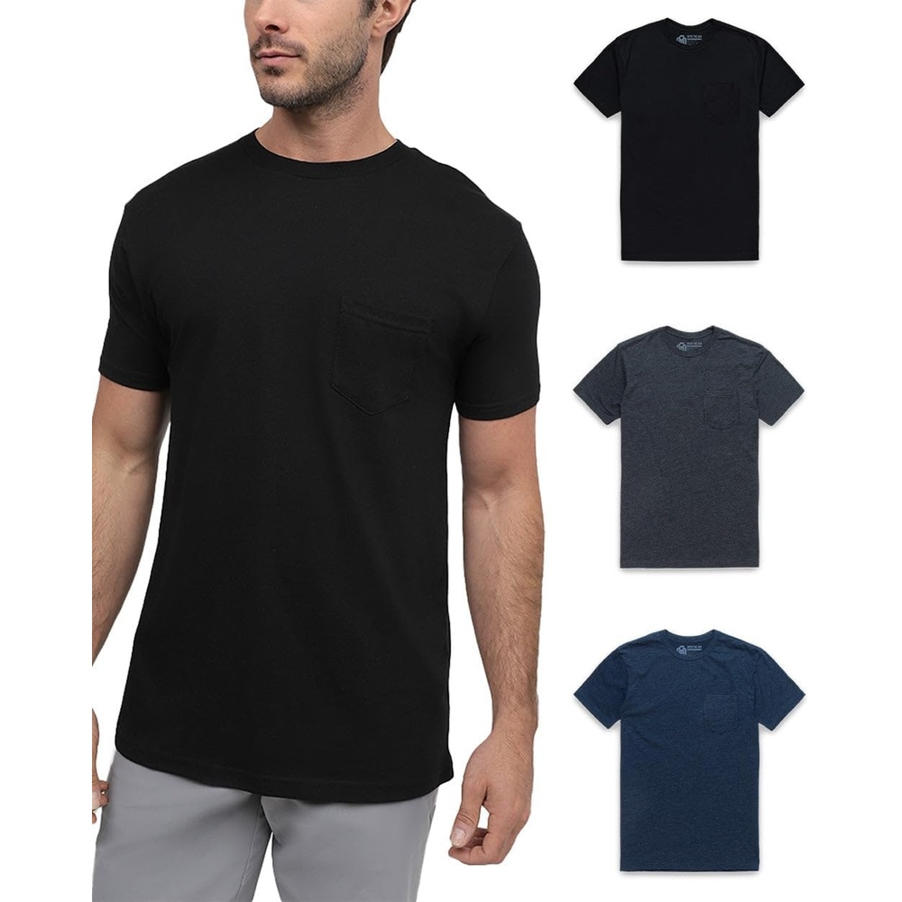image:imagePocket T Shirts for Men Soft Cotton Crew Neck Fitted Casual Tees S4XLBlackCharcoalNavy