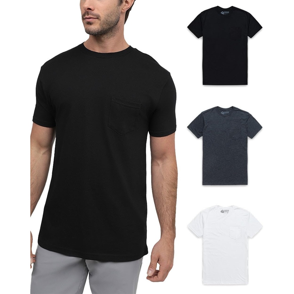 image:imagePocket T Shirts for Men Soft Cotton Crew Neck Fitted Casual Tees S4XLBlackCharcoalWhite