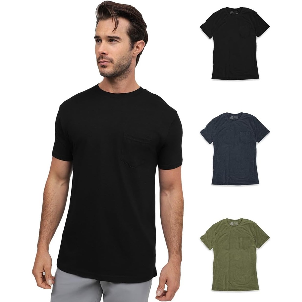 image:imagePocket T Shirts for Men Soft Cotton Crew Neck Fitted Casual Tees S4XLBlackNavyOlive Green Nologo
