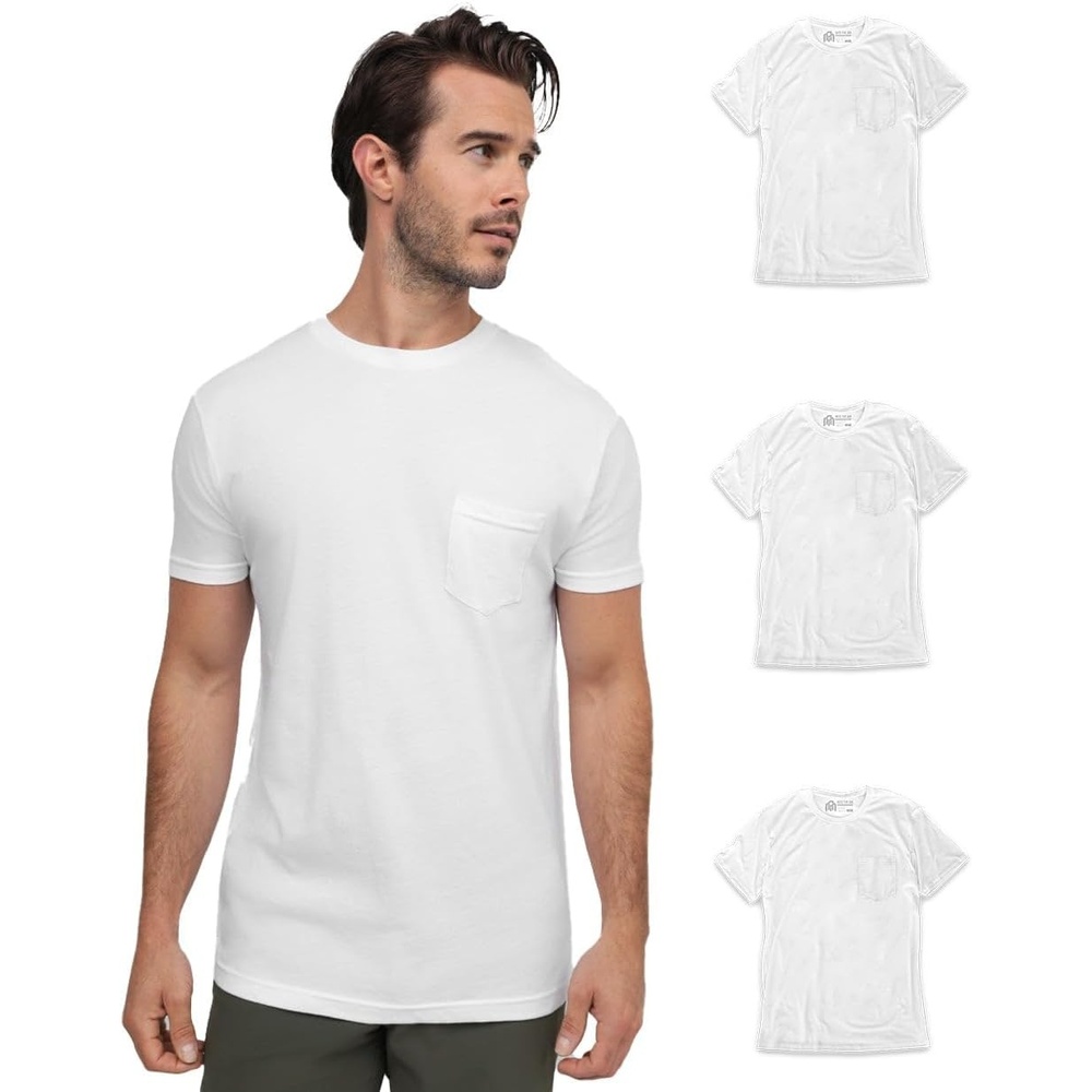 image:imagePocket T Shirts for Men Soft Cotton Crew Neck Fitted Casual Tees S4XLWhiteWhiteWhite Nologo