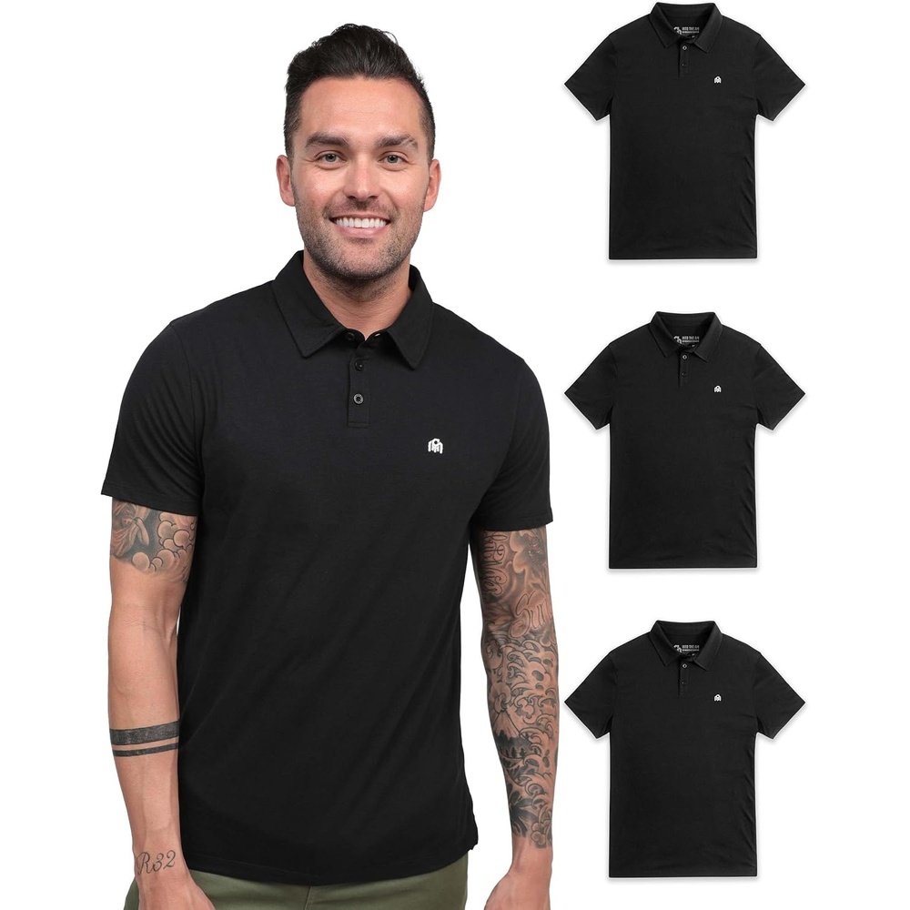 image:imagePolo Shirts for Men Soft Cotton Slim Fit Short Sleeve Collared S4XLBlackBlackBlack Logo