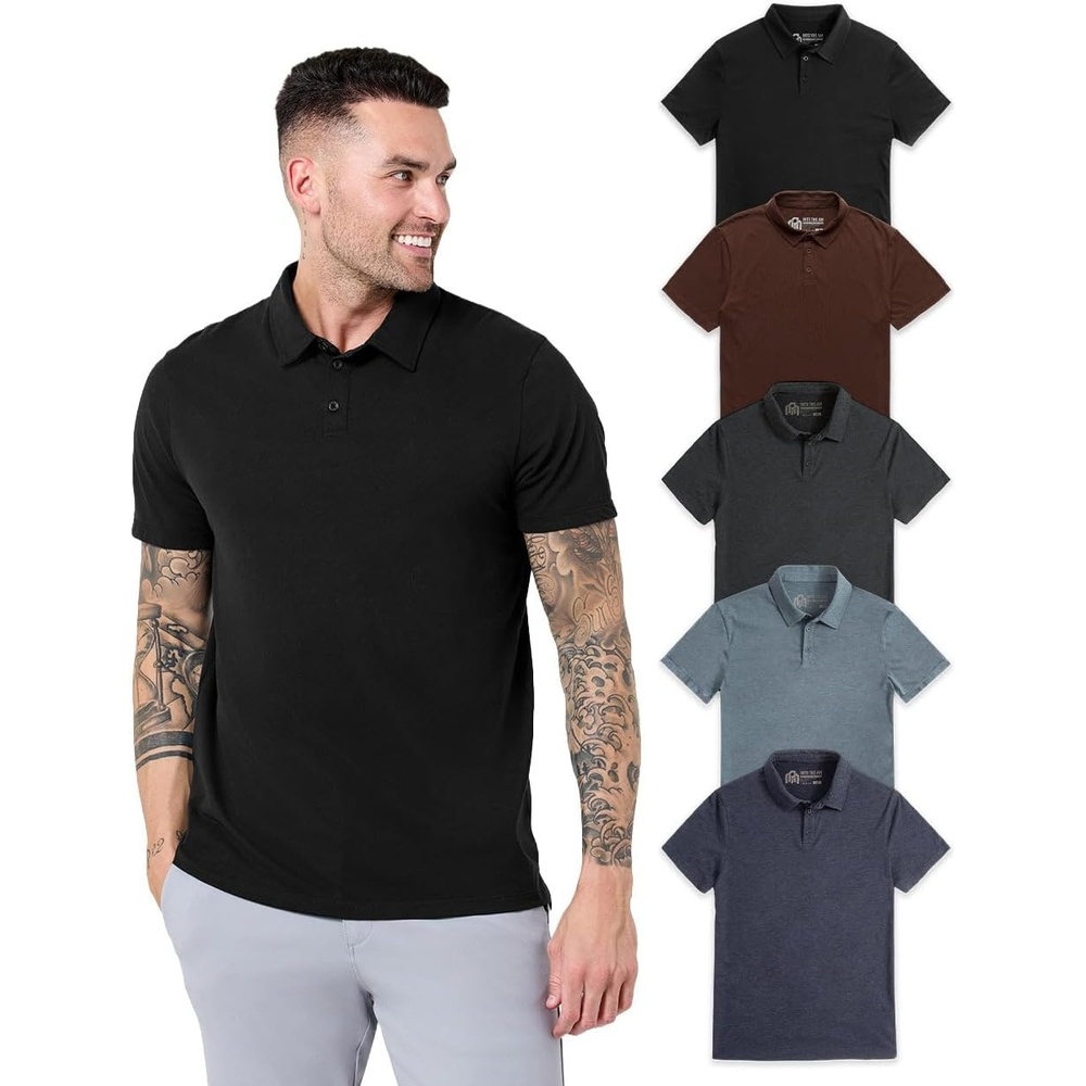 image:imagePolo Shirts for Men Soft Cotton Slim Fit Short Sleeve Collared S4XLBlackBrownCharcoalIndigoNavy