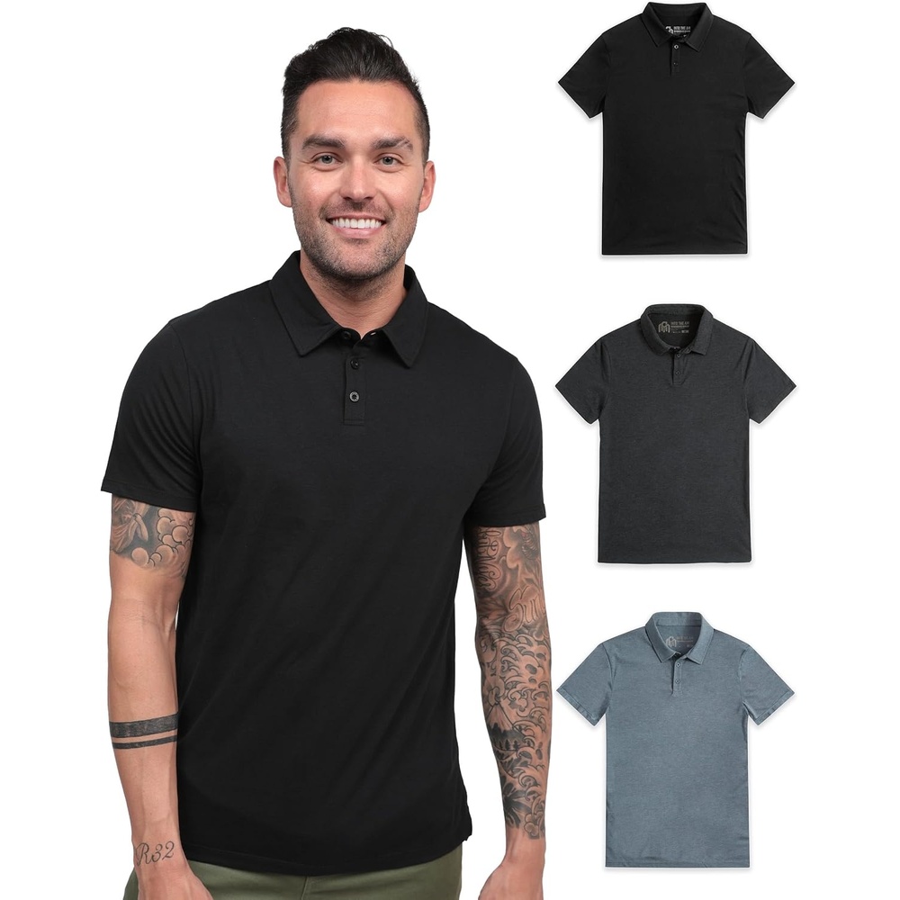 image:imagePolo Shirts for Men Soft Cotton Slim Fit Short Sleeve Collared S4XLBlackCharcoalIndigo Nologo