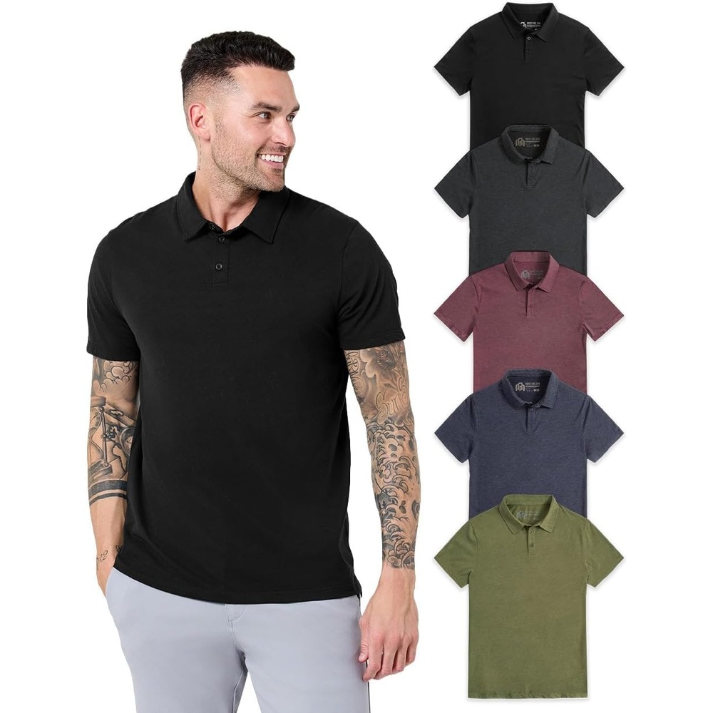 image:imagePolo Shirts for Men Soft Cotton Slim Fit Short Sleeve Collared S4XLBlackCharcoalMaroonNavyOlive Green