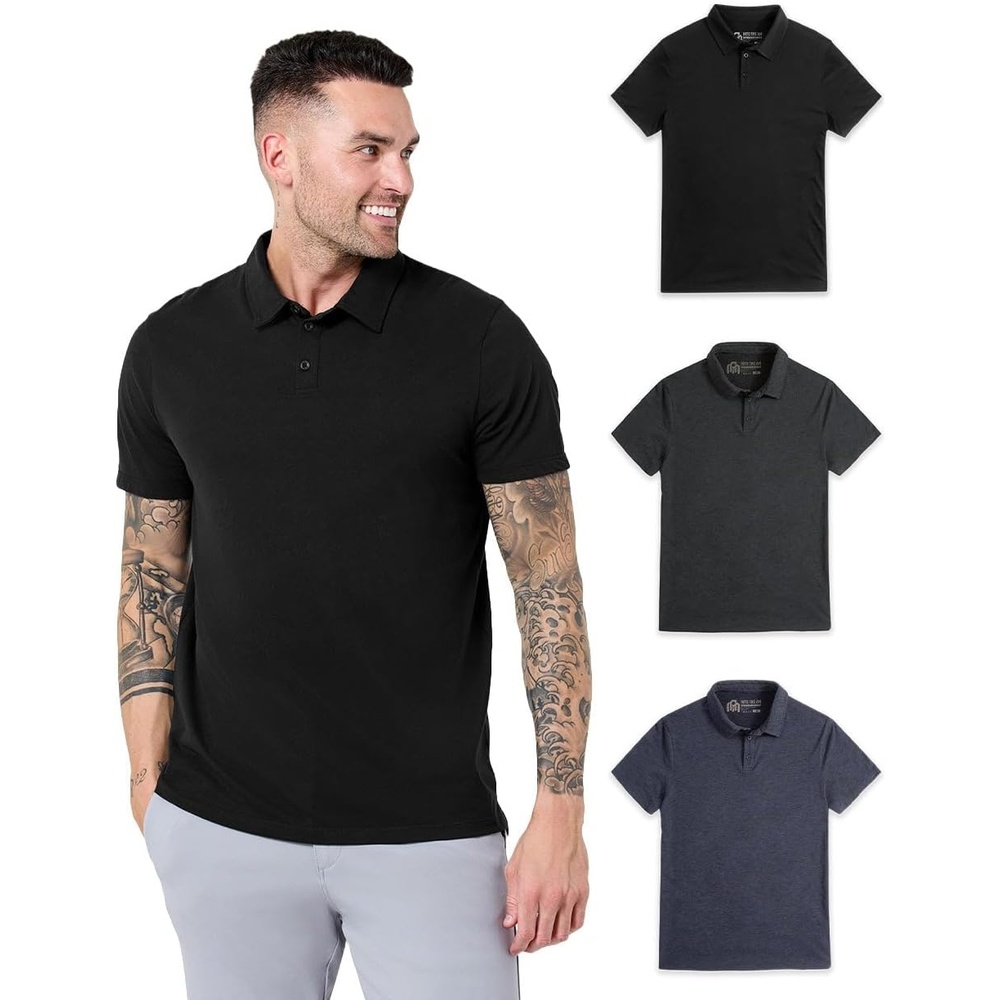 image:imagePolo Shirts for Men Soft Cotton Slim Fit Short Sleeve Collared S4XLBlackCharcoalNavy
