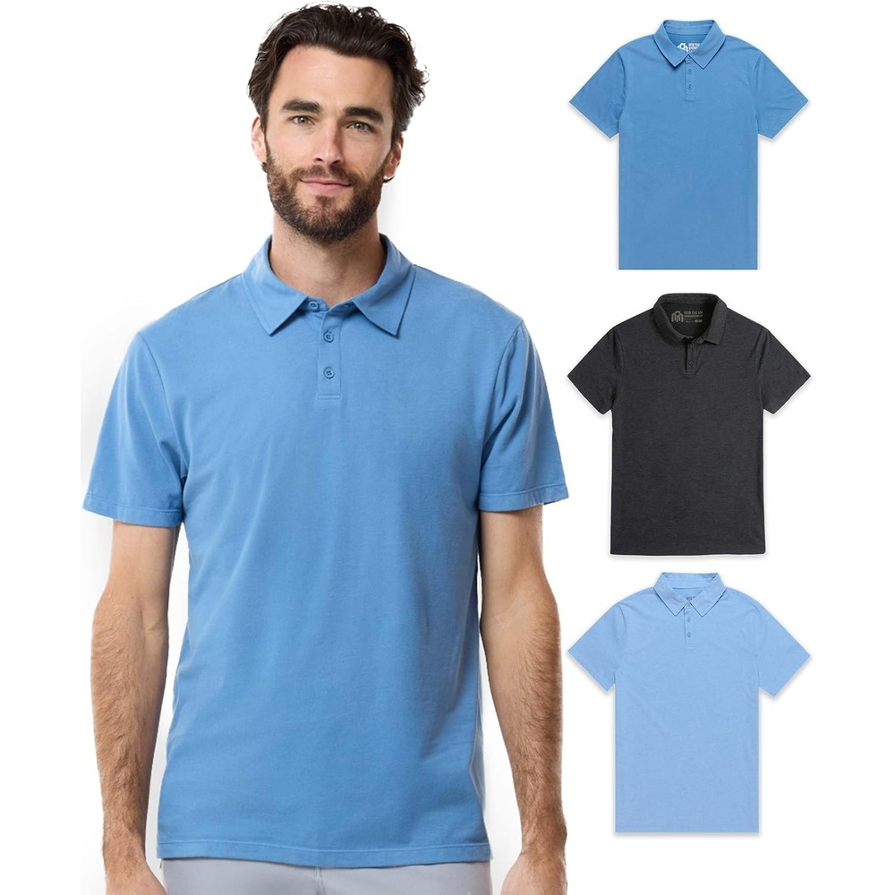 image:imagePolo Shirts for Men Soft Cotton Slim Fit Short Sleeve Collared S4XLBlueCharcoalColumbia Blue Nologo